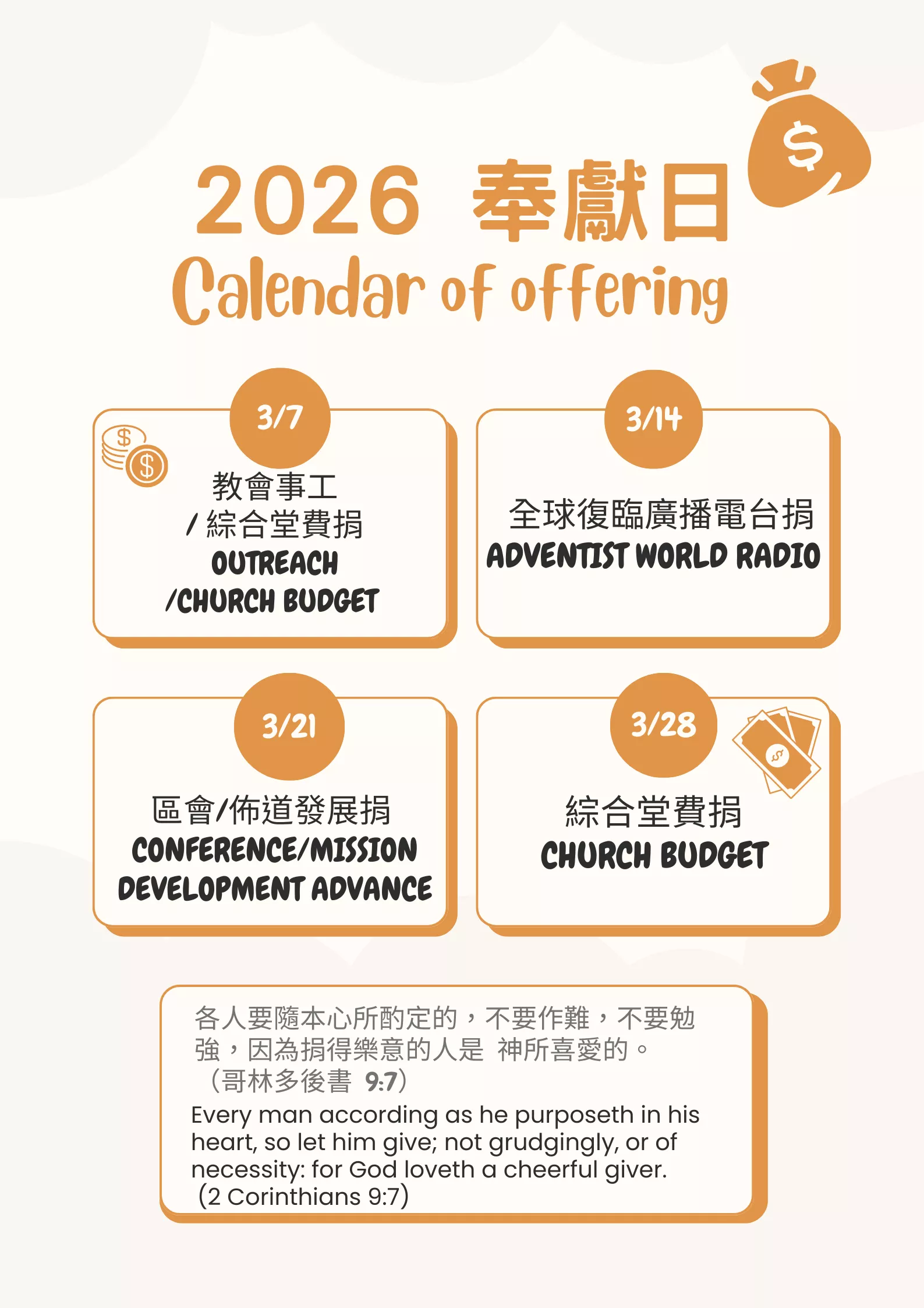 2026年3月奉獻日