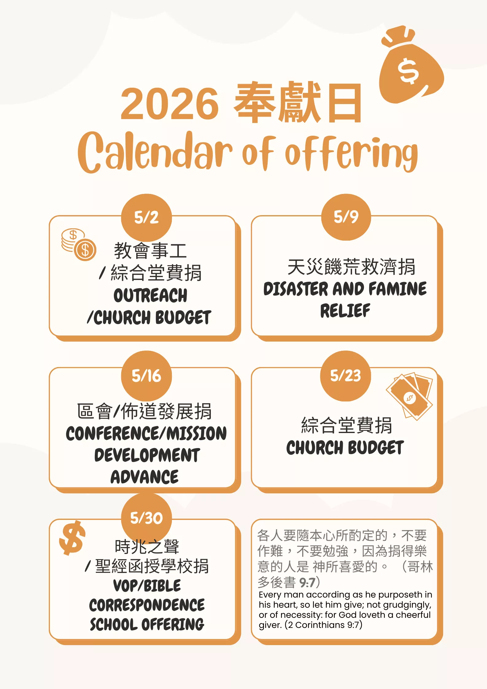 2026年5月奉獻日